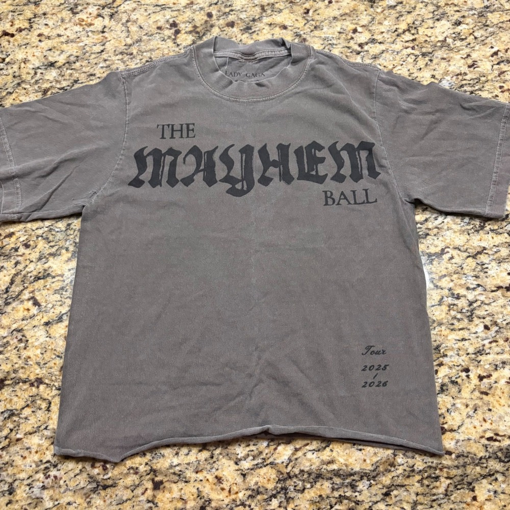 Lady Gaga The Mayhem Ball Tour 2025 2026 Graphic Tee Shirt Gray Small ws